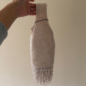 Beaded Cream Evening Bag with Fringe